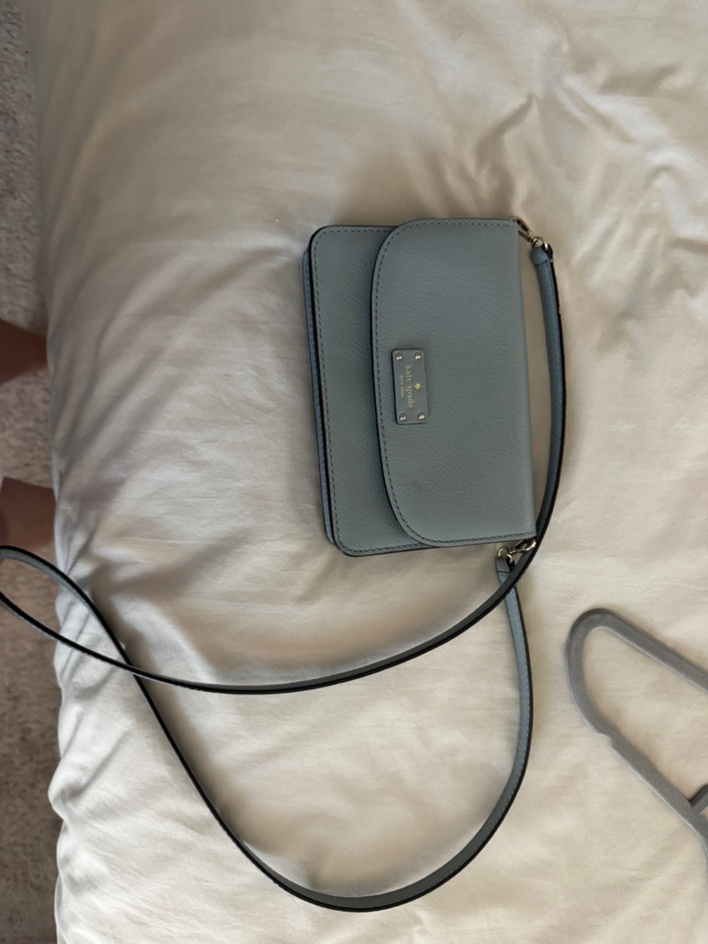 kate spade Small Pebbled Leather Crossbody in Light Blue